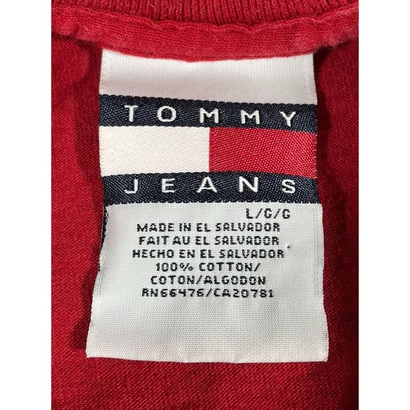 Tommy Jeans Hilfiger Denim‎ Red Long Sleeve Shirt Mens Size Large - Picture 5 of 6